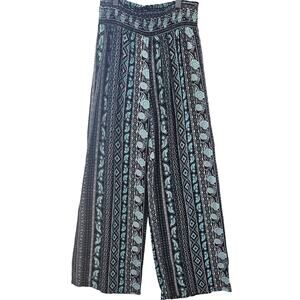 Studio 253 Medium Boho Wide Leg Pull On Rayon Pants
